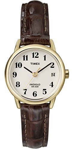 Timex Women's Easy Reader Watch, Brown/Gold-Tone/Natural/25mm, 25 mm, Classic