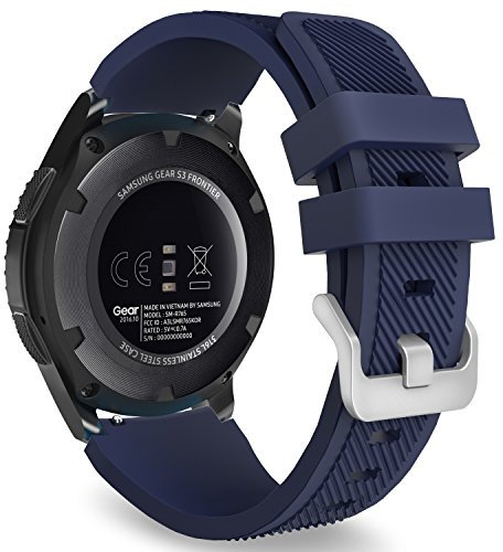 MoKo Cinturino Sportivo Compatibile con Samsung Galaxy Watch 3 45mm/Galaxy Watch 46mm/Gear S3 Frontier/S3 Classic, 22mm Cinturino di Ricambio in Silicone Morbido per Uomo Donna, Blu Notte