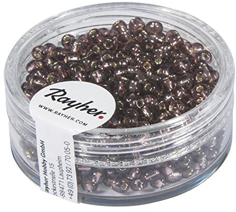 Rayher 1405539 Rocailles, 2,6 mm ø, mit Silbereinzug, lila