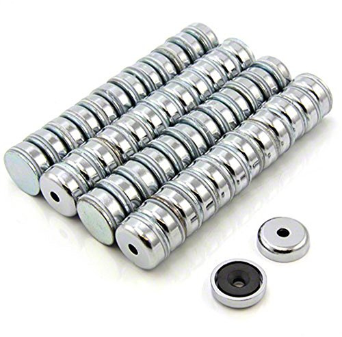 Ferrite Y30BH Pot Magnet for Arts, Crafts, Model Making, DIY, Hobbies, Office, and Home - 25mm dia x 7mm thick x 5mm c/sink - 2.9kg Pull - Pack of 50