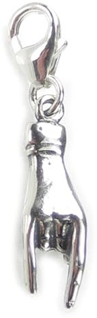 Signe italien de la main de la chance sur le charme en argent sterling de clip de homard