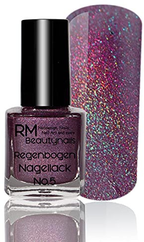 Hologram Effekt Regenbogen Nagellack Holographic Holo Lack Nail Polish Toller Effekt No. 5 Berry 1er Pack (1x5ml)