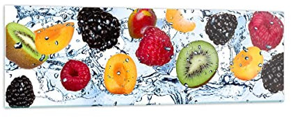 Panorama Bilder auf Glas 160x50cm Glasbild Wasser Früchte frisch Essen Groß XXL Wanddeko Bild im Glas Schlafzimmer Küche Wandbilder Dekoration Wohnzimmer Modern Wand Kunstdruck Art GAB160x50-2675