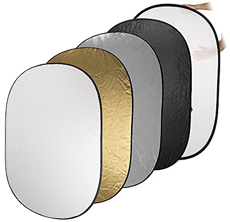 Fotodiox 40x60in 5-in-1 Collapsible Reflector Panel and Stand Kit for Photography and Video - Black, Gold, Silver, Translucent, and White Panel