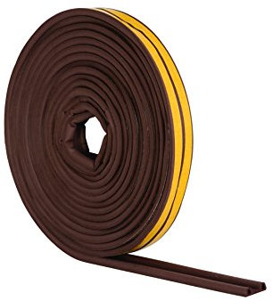 STORMGUARD Brown 05SR034010MB 10m EPDM 'P' Profile Self-Adeshive Rubber Draught Excluder, L-10 Metres W-9mm H-5mm