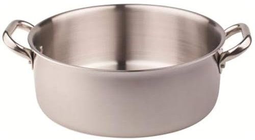 Pentole Agnelli ALIX106ALIN32 Casseruola Bassa con 2 Maniglie in acciaio, Trilaminato Alluminio-Acciaio per induzione, 32 cm