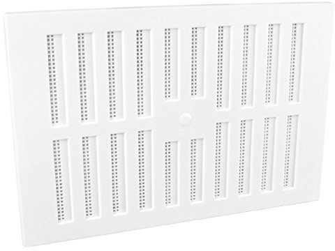 9 x 6 White Plastic Adjustable Air Vent Grille with Flyscreen Cover