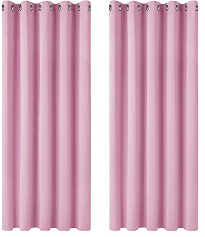 Deconovo Pink Blackout Curtains for Kids Thermal Insulated Eyelet Curtains Bedroom 66 x 72 Drop Inch Pink 2 Panels