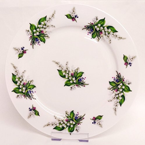 Muguet Lot de 6 Assiettes en porcelaine anglaise Motif lys 26,7 cm Assiettes décorée à la main au Royaume-Uni inclus