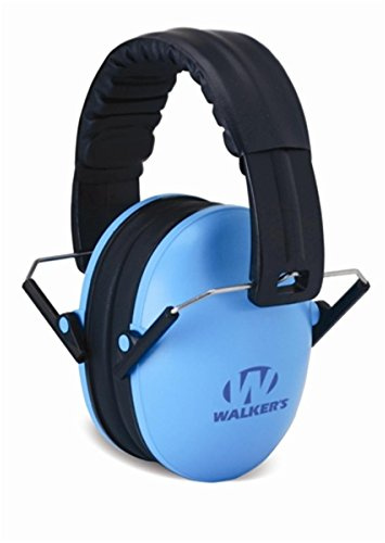 Walker's Youth Children’s Low Profile Lightweight Padded Headband Adjustable Folding Noise-Reducing Hearing Protection Earmuffs, Blue, Small