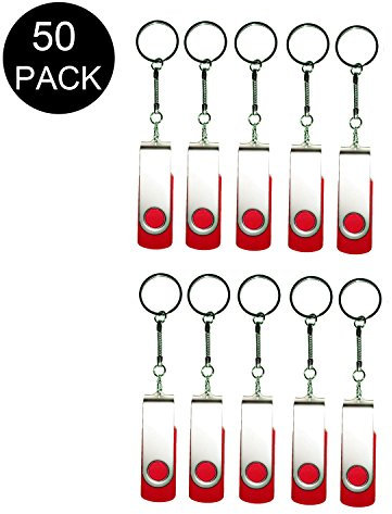 50 unidades de memoria flash USB 2.0 giratorio, plegable, para regalo (1 GB, rojo)