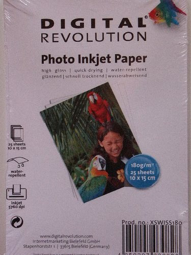 Digital Revolution Premium Fotopapier (Tintendruck), 180g/m², 10x15 cm (25 Blatt)