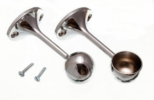 TOWEL ROD RAIL SOCKET END SUPPORT BRACKET 25MM CP WITH SCREWS ( pack of 2 )