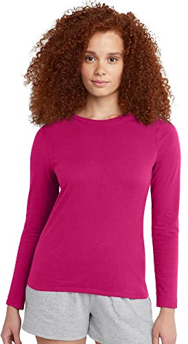 Hanes Women's Long Sleeve Tee, Sizzling Pink, XL