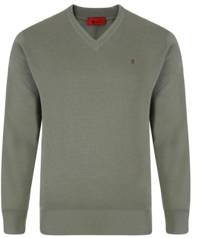 Gabicci Plain V-Neck Sweater (2XL, Olive)