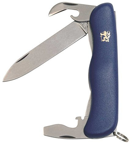 Mikov Praktik Taschenmesser, 3 Funktionen Multitool Messer, BLUE Kunststoff Griff, scharfes kleines Klappmesser, Outdoormesser 9cm ROSTFREI Klinge für Jagen/ Angeln/ Camping, Multifunktionswerkzeug