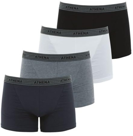 Athena - Lot de 4 Boxers Homme Ecopack Anthracite/ Gris/ Noir/ Blanc XL