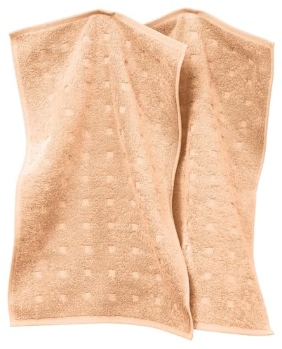 Möve Gästetuch Quadretti 2er-Pack Walk-Frottier Sand-apricot Größe 30x50 cm