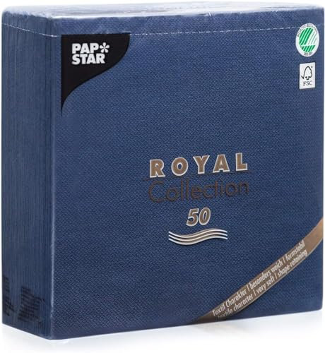 Papstar 50 Servietten ROYAL Collection 1/4 Falz 40 cm x 40 cm (Dunkelblau)