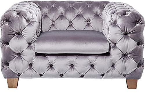 Kare Design Sessel Desire, silbergrau, XXL-Sessel, samt, Arm- und Rückenlehne, Knopfheftung, Velvet, 72x131x106cm (H/B/T)