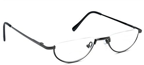 Agstum Semi Rimless Half Moon Metal Reading Glasses with Spring Hinge (Grey, 2.25, x)