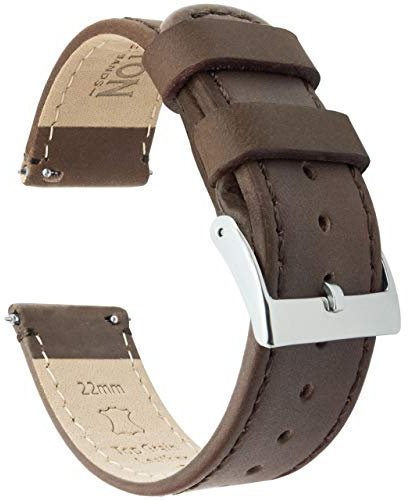 BARTON WATCH BANDS Schnellverschluß. - Top Marke Leder Uhrenarmbänder - Wahl der Farbe und Breite (18mm, 20mm or 22mm) Sattelleder/Sattelnaehte 22mm Uhrenarmbänd