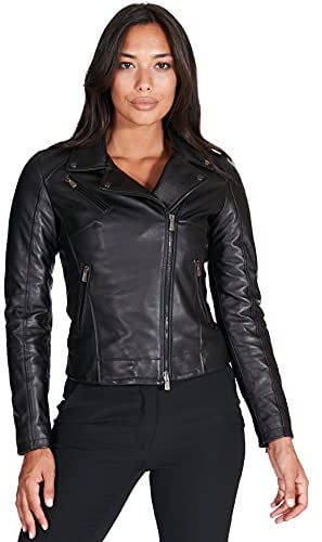 D'Arienzo Chiodo Donna Nero Giacca Biker Giubbotto Moto Vera Pelle Made in Italy KBC Nero/S