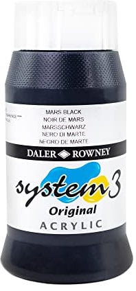Daler – Rowney System 3 – Bote de pintura acrílica (500 ml Marte Negro