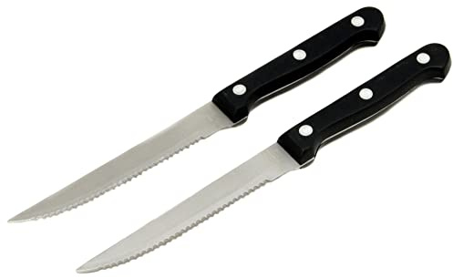 Chef Craft Select Steak Knife Set, 4.5 Inch Blade 8.25 Inches In Length 2 Piece Set, Stainless Steel/Black