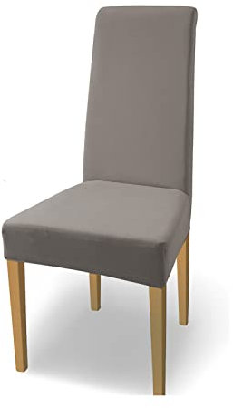 SCHEFFLER-Home Natalie Stretch Stuhlhusse Baumwolle/Stuhlabdeckung elastisch/Spann-Hussen Taupe/Stuhlhussen für Freischwinger/Schonbezug Stuhl waschbar mit Gummiband