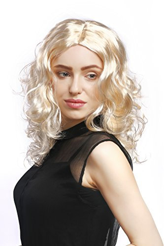 WIG ME UP - XR-010-P88 Perücke Damen Karneval Fasching lang Volumen Locken lockig Mittelscheitel Blond Hellblond 50 cm