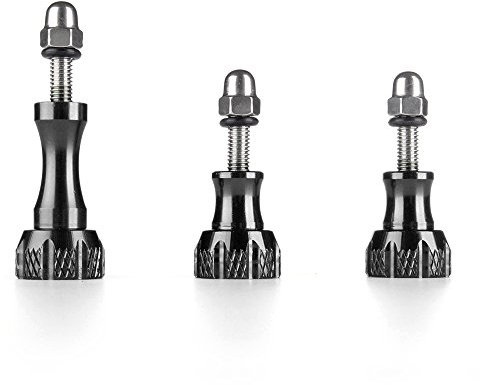 TNP Thumb Screw Set (Black) - Aluminum Alloy Thumbscrew Knob Bolt Kit for Hero 9 8 7 6 5 4 3+ 3 2, Hero Session, SJCAM Osmo HD Action Cameras - 3pcs 1x Long Screws + 2x Short
