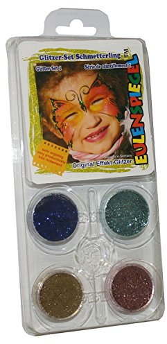 Eulenspiegel 908105 - Schmink-Set Glitzer Schmetterling, Glitter-Set, für Karneval, Mottoparty