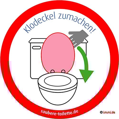 immi 4x Klodeckel runter, Saubere Toilette/WC Aufkl., Hygiene Aufkleber, 95mmØ