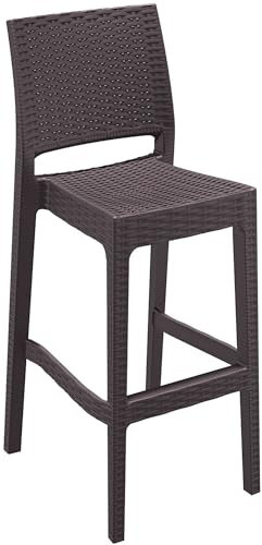 CLP Barhocker Jamaica Aus Polyrattan I Stapelbarer Garten-Hocker I 75 cm Sitzhöhe, Farbe:braun