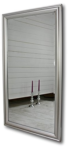 elbmöbel 132 x 72cm Wandspiegel in Silber mit Holz-Rahmen und Facettenschliff