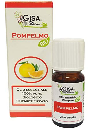 Gisa Wellness - POMPELMO - Olio Essenziale Bio - 100% Puro e Naturale - [10ml] - Alimentare - Aromaterapia - Cura della Persona - Benessere - Made in Italy