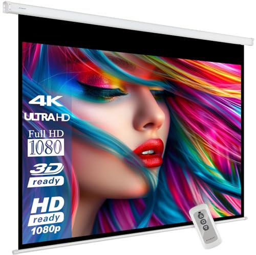 ESMART Economy EXM Écran de Projection Moteur 217 cm Image 180 x 135 cm (89) | Format 4:3 | Télécommande | Home cinéma projecteur électrique Écran de Projection Moteur LCD
