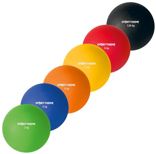 Sport-Thieme Stoßkugel Kunststoff | Indoor & Outdoor | 2kg - 7,26kg | Hallenstoßkugel | Griffiges Material | Eisenschrotfüllung Markenqualität