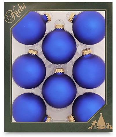 Krebs Glas Lauscha Satin-Königsblau Kugeln Uni 7 cm