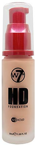 W7 | Foundation | 12 Hour HD Foundation - Natural Beige (30ml) | Light to Medium Coverage, Lightweight and Long Lasting