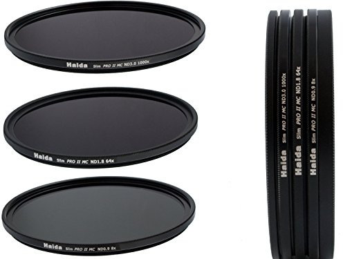 Haida Slim PRO II Digital MC Neutral Graufilter Set bestehend aus ND8x, ND64x, ND1000x Filtern 62mm inkl. Stack Cap Filtercontainer + Pro Lens Cap mit Innengriff