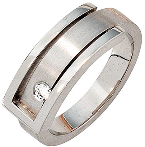 Jobo Damen Ring 950 Platin matt 1 Diamant Brillant 0,10ct. Platinring Größe 54