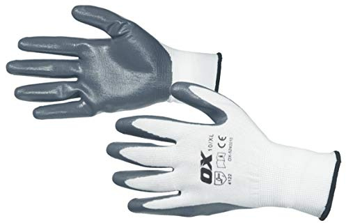 OX OXS249010 Nitrile Flex Gloves White and Grey
