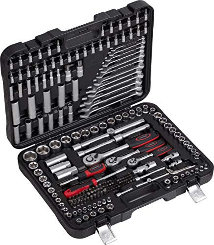 Meister Bit- und Steckschlüssel-Satz 216-teilig - Stabiler Kunststoffkoffer - 1/4, 3/8 & 1/2 mit Umschaltknarre - Für Montage- & Schraubarbeiten / Stecknuss-Set / Bit-Set / Werkzeugkoffer / 8973900