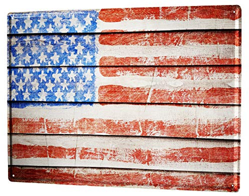 Blechschild Wandschild 30x40 cm Vintage Retro Metallschild Urlaub Reisebüro Vintage Flagge USA