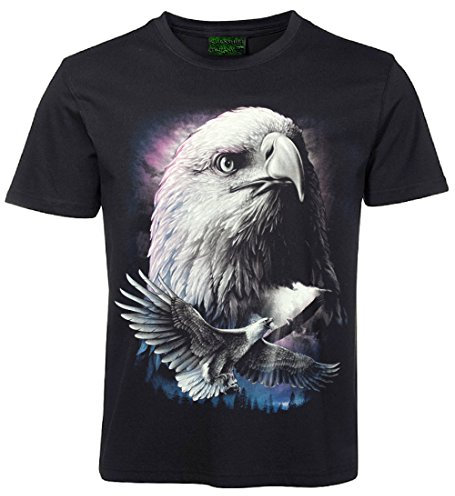 Damen Herren T-Shirt Adler Weißkopfseeadler Shirt Schwarz Größe L