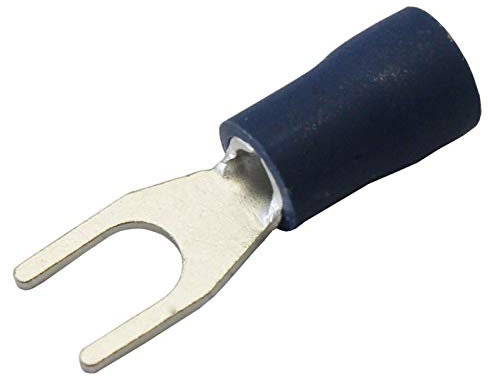 All Trade Direct 100 x Blue 4.3mm Fork Insulated Wire Connector Electrical Crimp Terminal