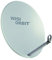 WISI Orbit Line Satelliten Offset-Antenne OA38G in Lichtgrau – 80cm Reflektor mit 40mm LNB-Halterung, Feedarm und Mastschellen – Komplette Sat Antenne mit Montagezubehör