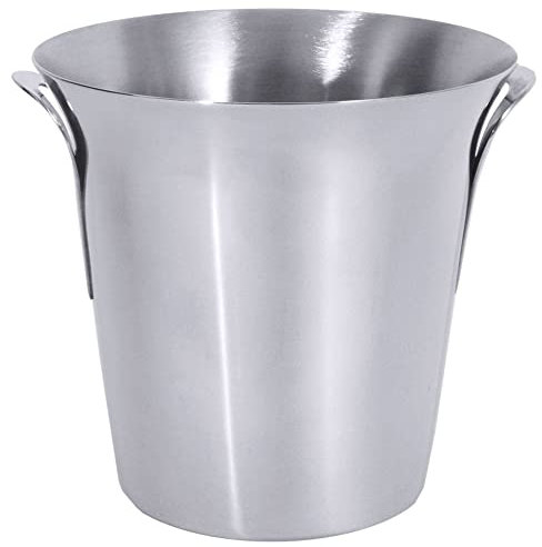 Contacto Edelstahl Sektkühler mit gebördeltem Rand, innen matt poliert, Höhe 21 cm, Durchmesser 20 cm